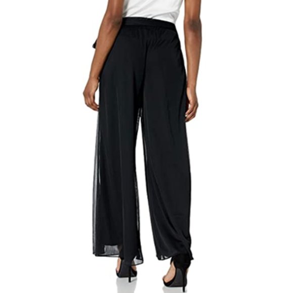 Alex Evenings Women's Wide Leg Chiffon Dress Pant Black L/ Regular - Picture 4 of 7